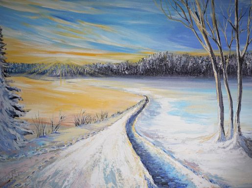 Winterweg Nr.59 70x50 Winterweg in der Natur des ehemaligen Ostpreußens. Die Konfirmationskinder stapften viele Kilometer zur nächsten Kirche.
