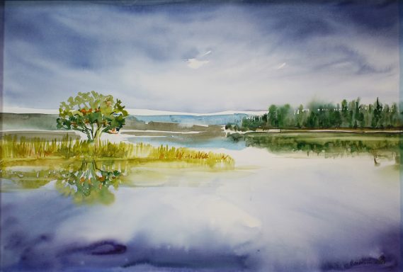 See Irland Nr.19 Einsamer See in Irland als Aquarell